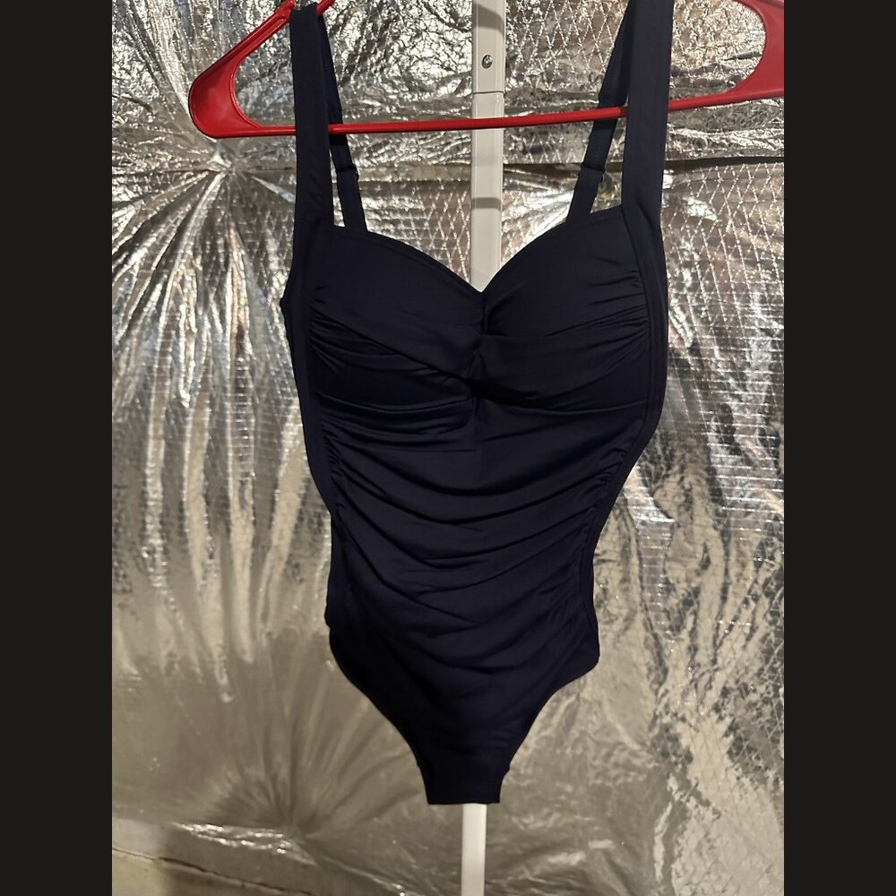 Sea Level Essentials‎ Cross Front One Piece Swimsuit Color Night Sky Size 8